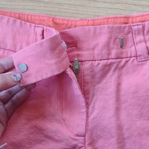 J. by J. Crew Pink Scalloped Hem Linen Cotton Blend Shorts Size 00 - Picture 4 of 11